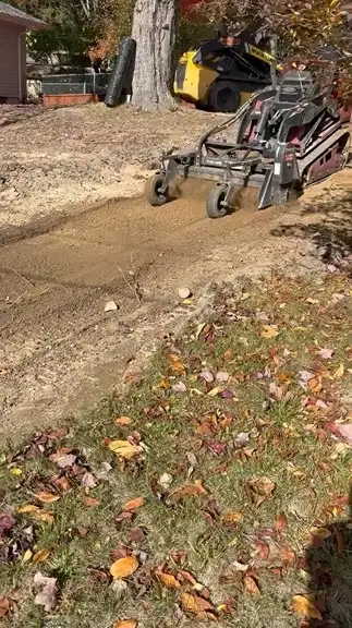 French drain installation in backyard