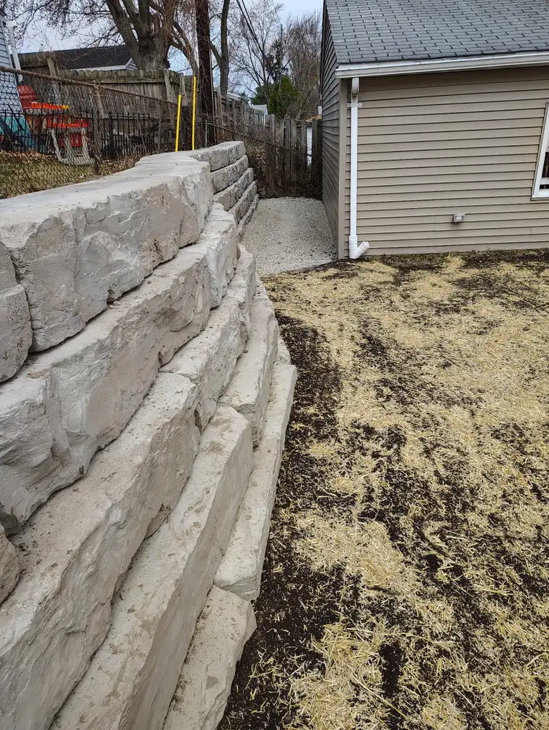Multi-tier retaining wall system at the Cole residence