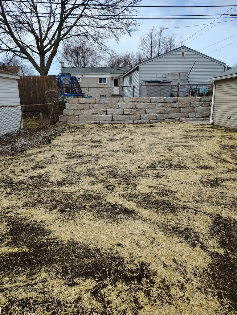 Final view of Cole residence retaining wall and landscape project